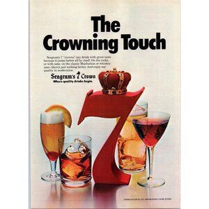1979 Seagram's 7 Seven Crown Whiskey Vintage Print Ad Manhattan Cocktail Art